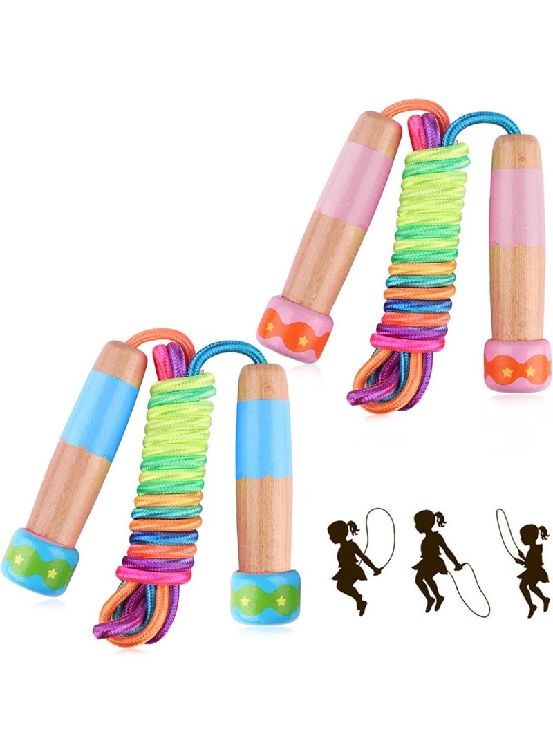 Jump Rope for Kids Adjustable, Lorvain Kid Jump Ropes for Girls Boys Skipping Rope for Kids with Wooden Handle Cotton Braided Outdoor Fun Activity for Exercise Fitness Children Students Preschooler - Image 1